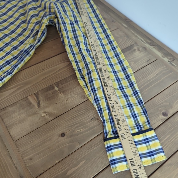 7 Downie St. Men’s Yellow Blue Button Down Long Sleeve Shirt - Picture 10 of 15